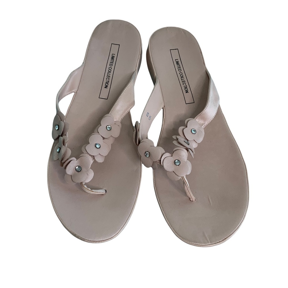 Limited Collection Size 11 Flip Flops Pink Floral with Rhinestones